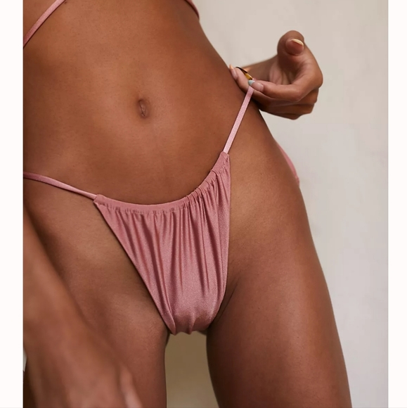 VDM The Label Ziggy Reversible Bikini Bottoms - Metallic/Matte Pink Rose - M - Picture 4 of 16